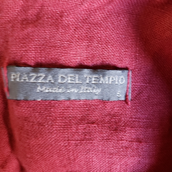 Piazza Del Tempio Burgundy Linen Raw Hem Accent Keyhole Back Dress Size Small - Picture 6 of 6